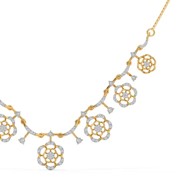 Flowery Web Gold Lab Diamond Necklace For Women - Image 5