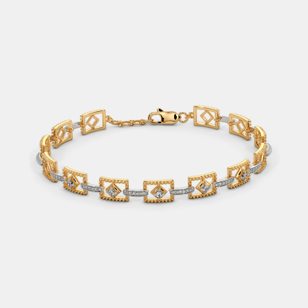 Geometric Link Gold Lab Diamond Bracelet for Women