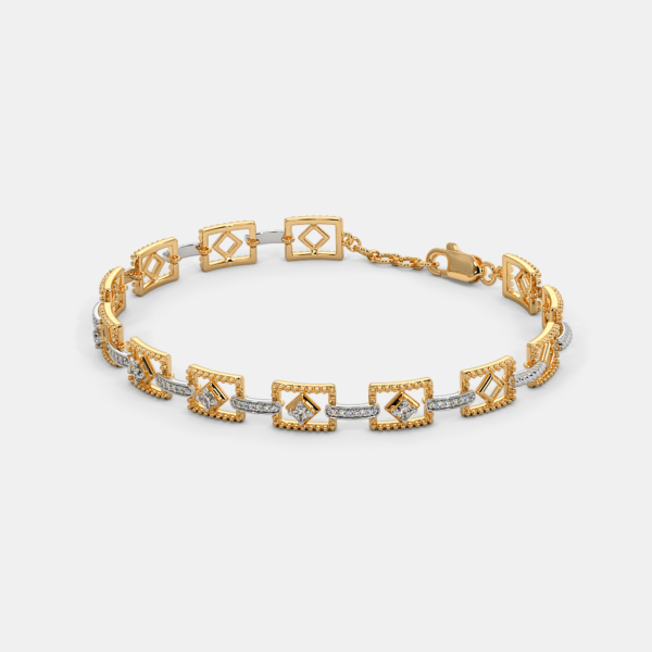 Geometric Link Gold Lab Diamond Bracelet for Women - Image 2