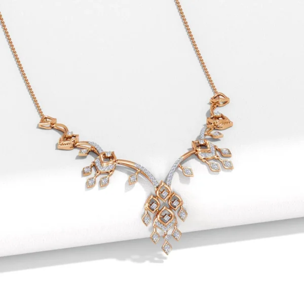 Intricate Lab Diamond-Studded Gold Geometric Shapes Necklace - Image 3
