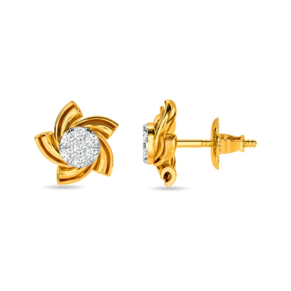 Gold Blossom Lab Diamond Cluster Earrings - Image 5