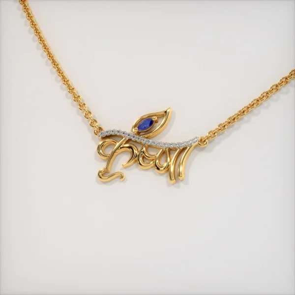 Gold Diamond & Blue Sapphire Stone Krishna Necklace