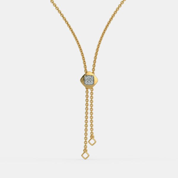 Buy Gold Diamond Dangling Hexagonal Shape Necklace - Image 3