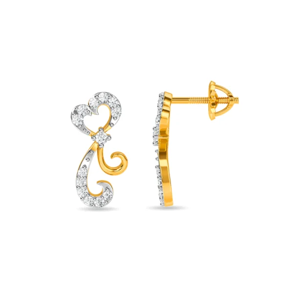 Gold Diamond Heart Swirl Elegance Earrings - Image 4