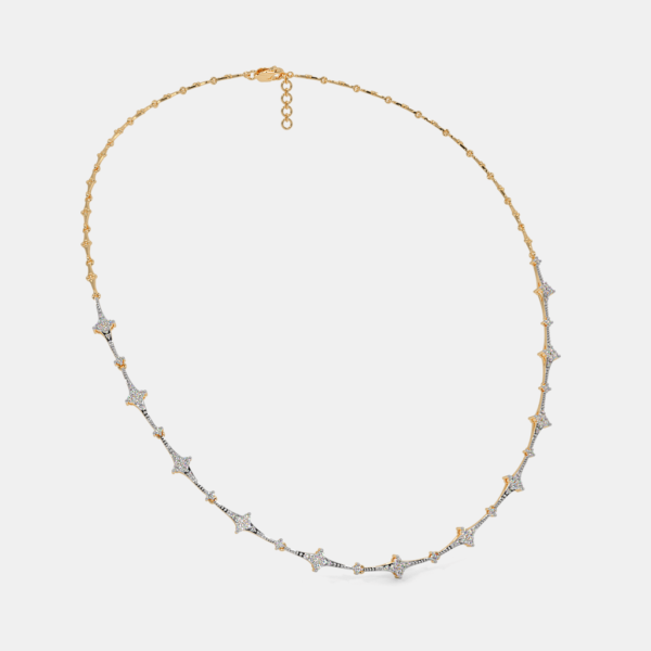 Gold Lab Diamond High Mount Collar Necklace - Image 4