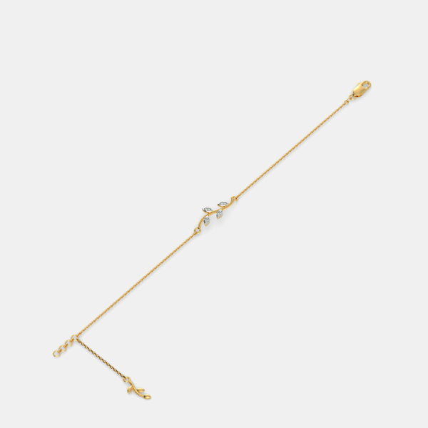 18KT Gold Lab Diamond Leaves Design Bracelet - Image 3
