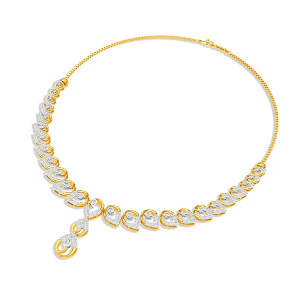14KT Gold Lab Diamond Leaves Design Necklace - Image 4