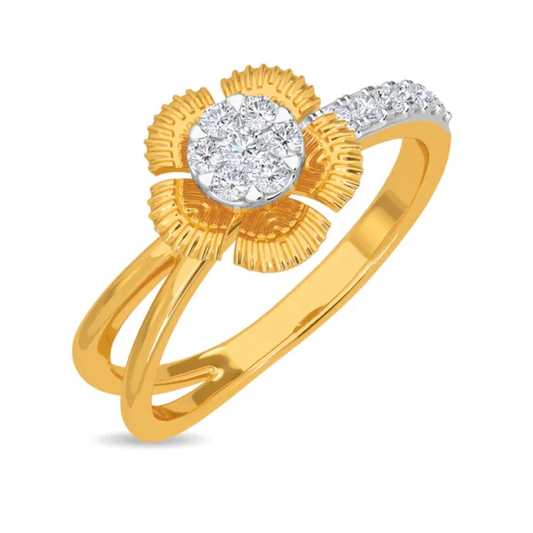 Gold Diamond Petal Engagement Ring