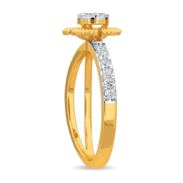 Gold Diamond Petal Engagement Ring - Image 3