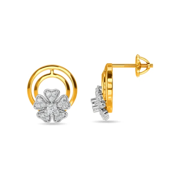 Gold Diamond Radiant Blossom Earrings - Image 4