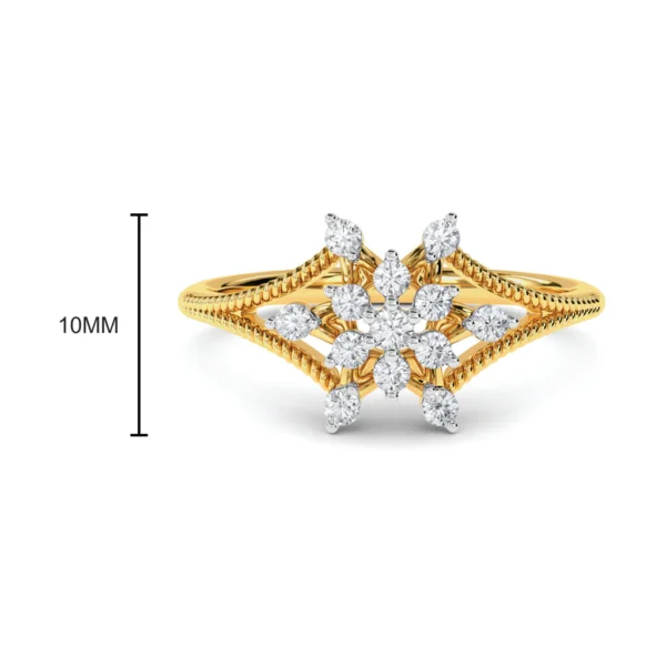 Buy Gold Lab Diamond Snowflake Ring Online - Image 3
