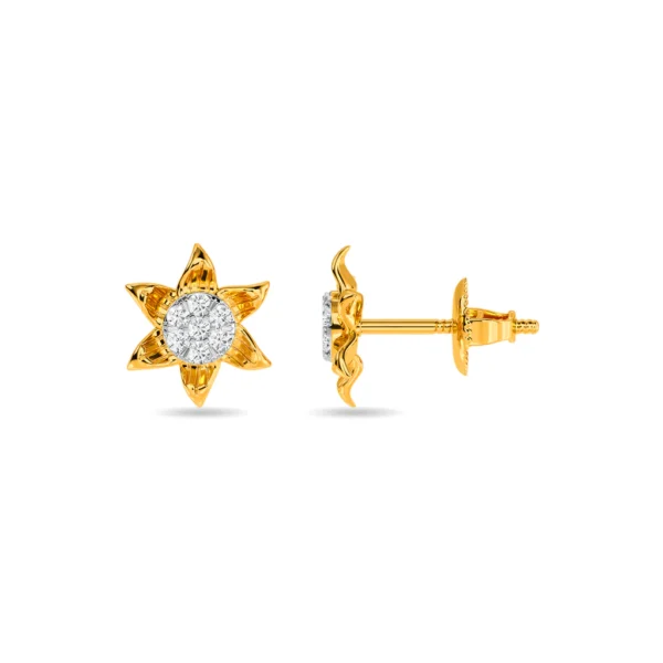 Gold Diamond Star-Shaped Motif Earrings - Image 5