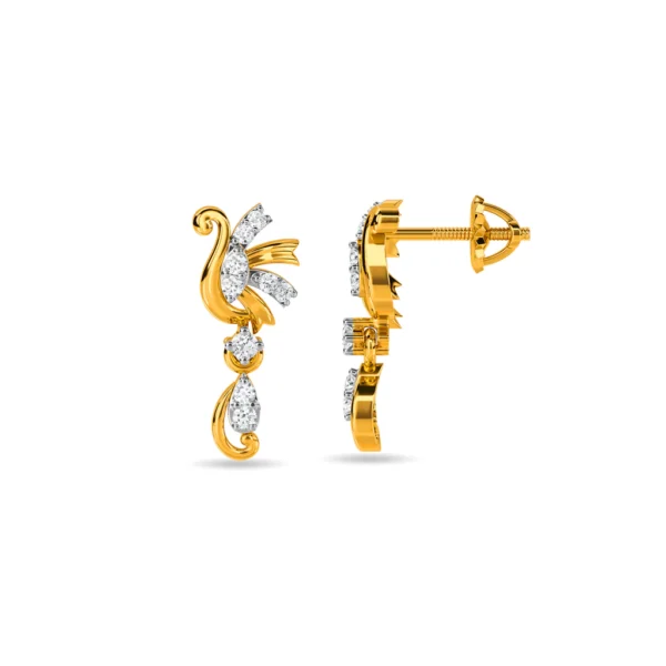 Gold Lab Diamond Swan Drop Earrings - Image 4
