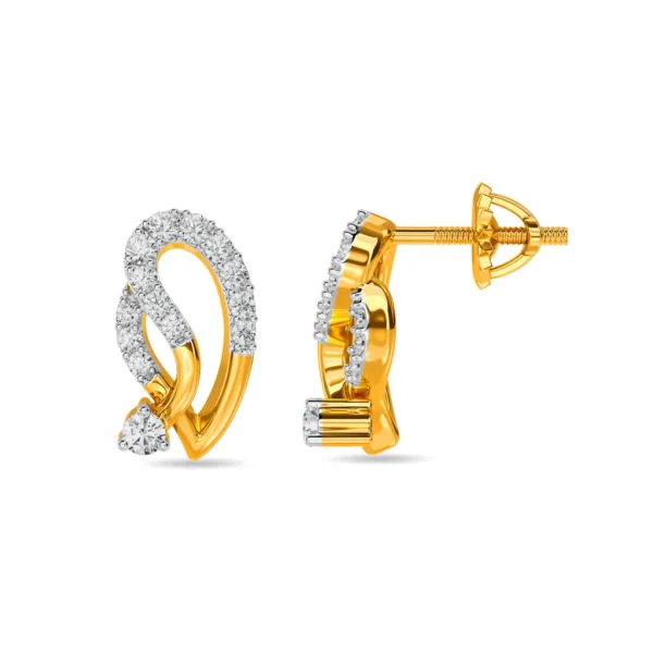 Gold Lab Diamond Swirl Earrings For Women - Image 4