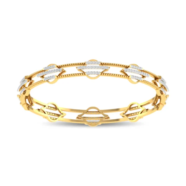 Nature's Elegance: Gold Diamond studded Bangles - Image 3