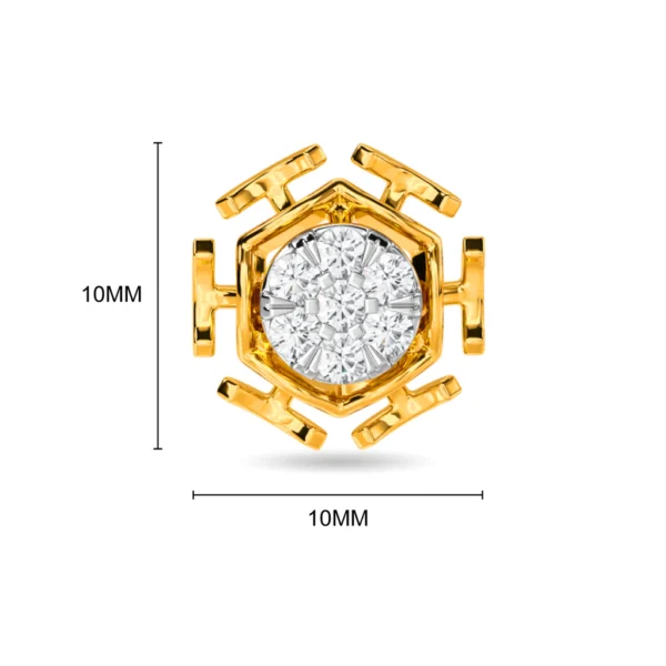 Gold Hexagonal Frame Lab Diamond Stud Earrings - Image 4