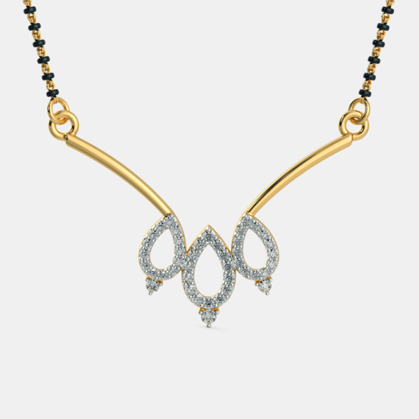 Gold Oval Shapes Diamond Mangalsutra Pendant