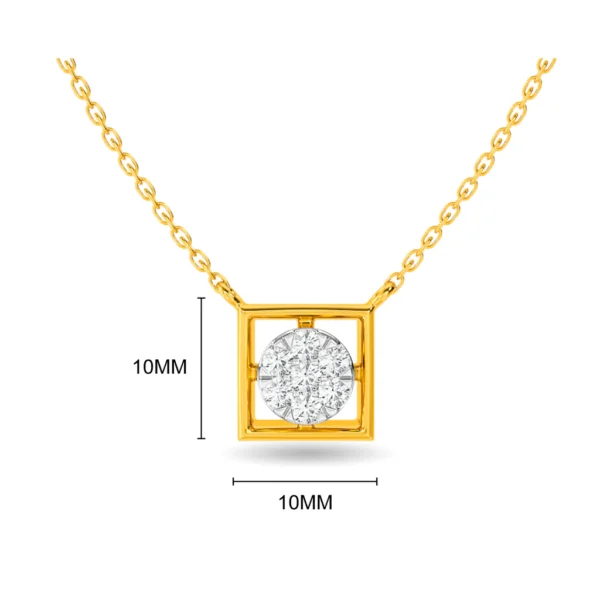 Gold Square Adorned with Lab Diamond Cluster Pendant - Image 3