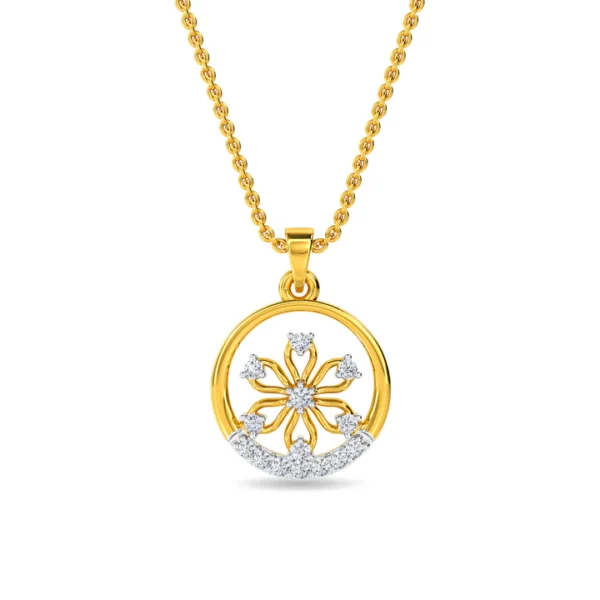 Golden Circle Floral Pendant with Lab Diamonds