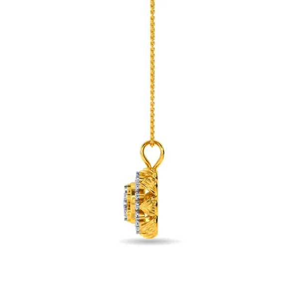 Buy Golden Floral Lab Grown Diamond Pendant - Image 3