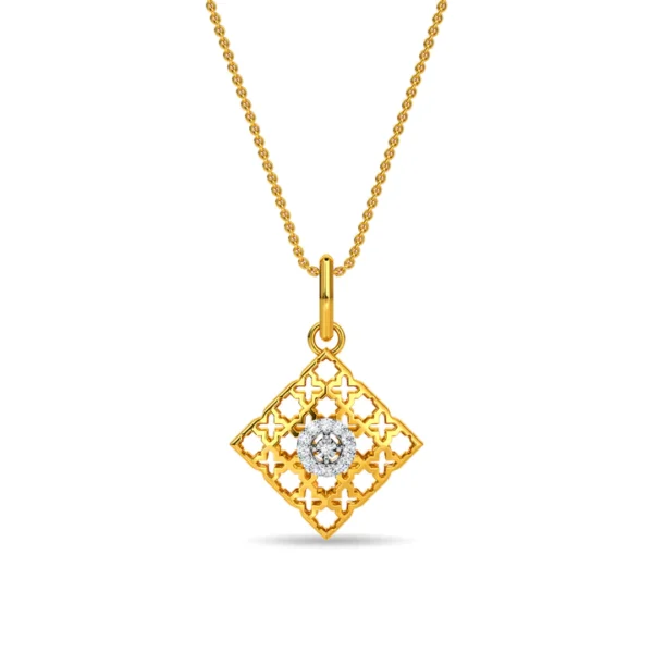 Golden Lattice Sparkle Lab Diamond Pendant