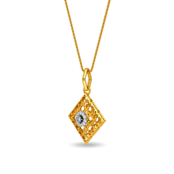 Golden Lattice Sparkle Lab Diamond Pendant - Image 4