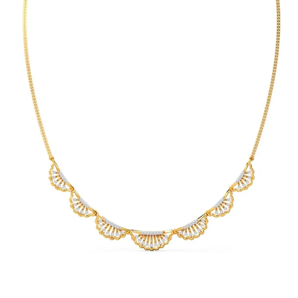 Golden Leaf-Like Design Lab Diamond Necklace