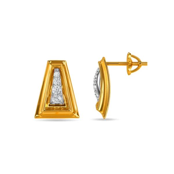 Golden Triangular Elegance with Diamond Earrings - Image 4