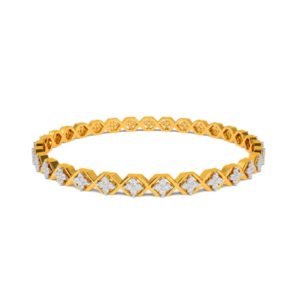 Golden X-shaped Links Adorned with Diamond Bangles