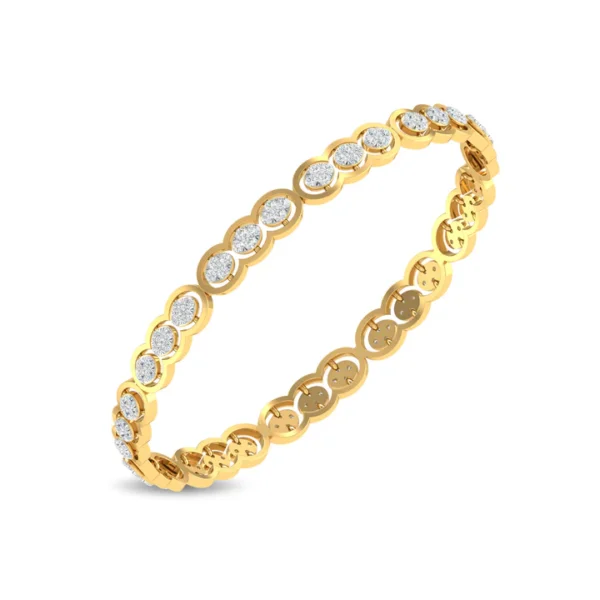 Interconnected Gold Circles Adorned with Diamond Bangles