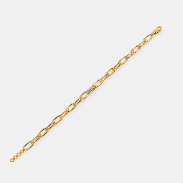 Interconnected Golden Links Lab Diamond Bracelet - Image 2