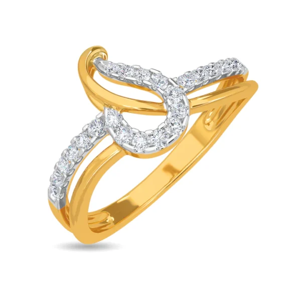 Intertwining Pattern Gold Lab Diamond Ring for Female