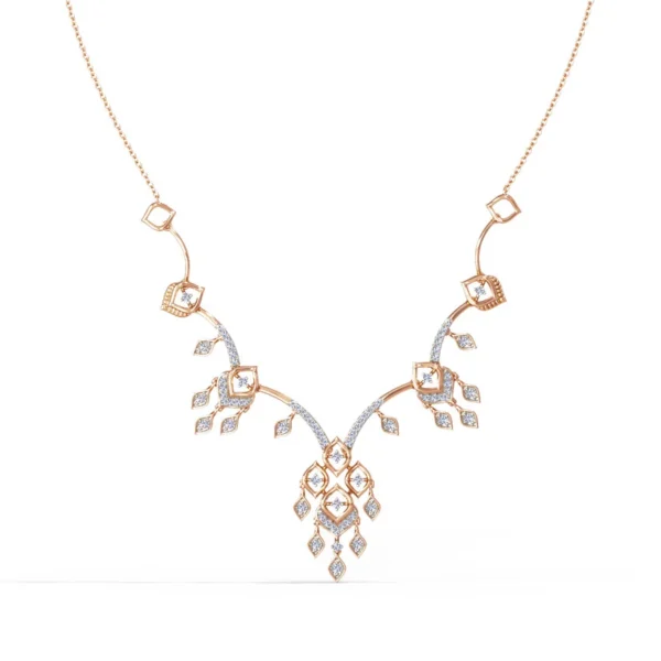 Intricate Lab Diamond-Studded Gold Geometric Shapes Necklace