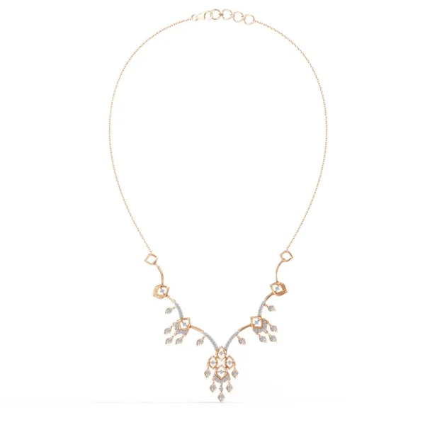 Intricate Lab Diamond-Studded Gold Geometric Shapes Necklace - Image 5