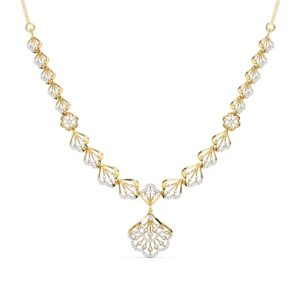 Intricate Floral Motifs Pattern Lab Diamond Necklace