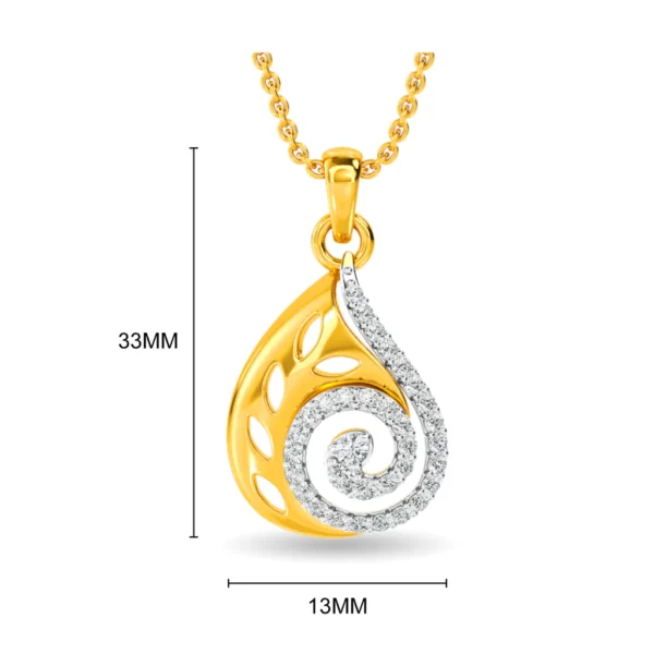 Intricate Golden Swirls Lab Diamond Pendant - Image 2