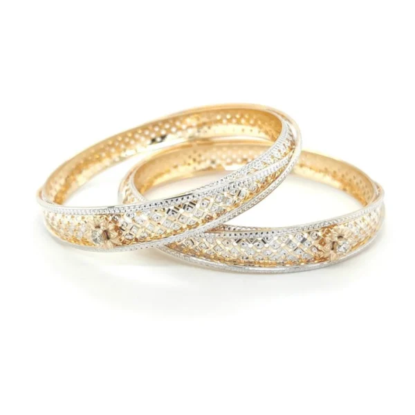 Intricate Modern Design Gold & Diamond Bangles