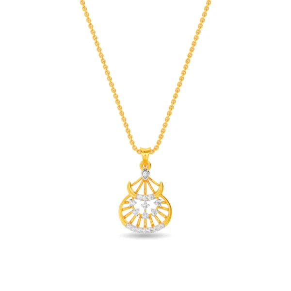 Intricate Sunburst Gold Lab Diamond Pendant