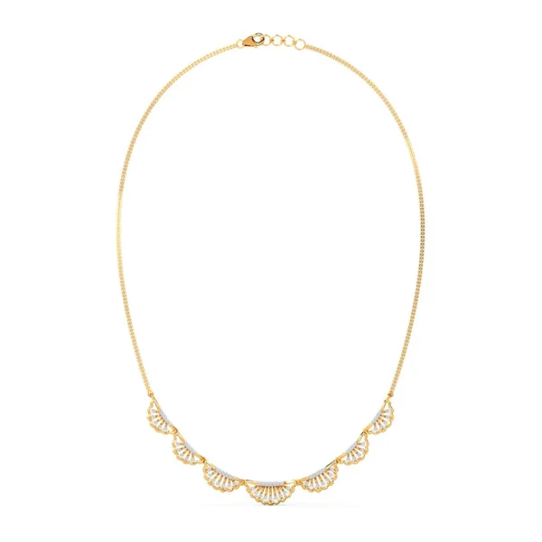 Golden Leaf-Like Design Lab Diamond Necklace - Image 5