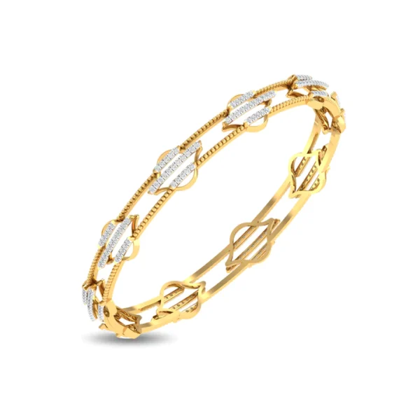 Nature's Elegance: Gold Diamond studded Bangles - Image 5