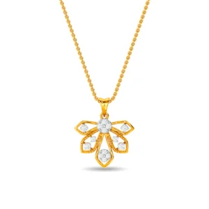 Peacock Feather Shape Gold Lab Diamond Pendant