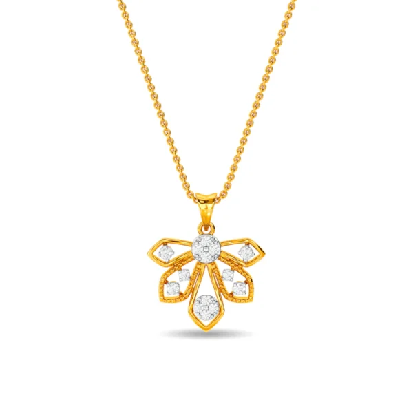 Peacock Feather Shape Gold Diamond Pendant