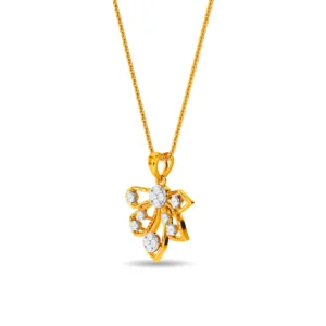 Peacock Feather Shape yellow Gold Diamond Pendant for women – PE78