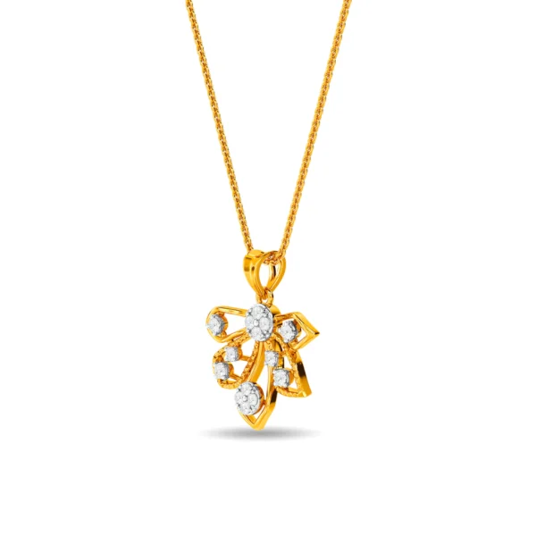 Peacock Feather Shape Gold Diamond Pendant - Image 2
