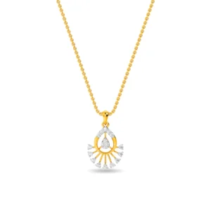 Peacock Feather Teardrop Gold Lab Diamond Pendant