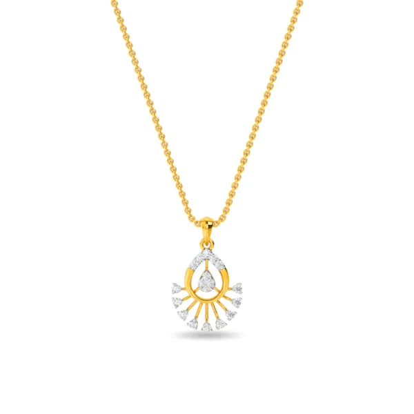Peacock Feather Teardrop Gold Lab Diamond Pendant