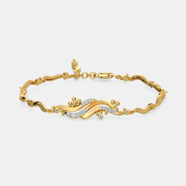 Smooth Golden Waves Lab Diamond Bracelet