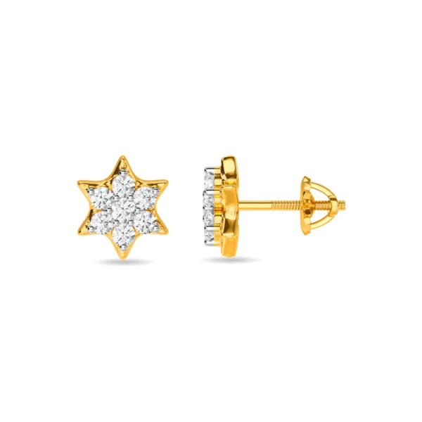 Star Shaped Gold Lab Diamond Stud Earrings - Image 4