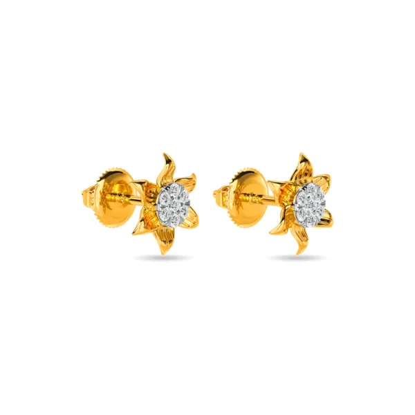 Gold Diamond Star-Shaped Motif Earrings - Image 3