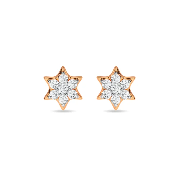 Star Shaped Gold Lab Diamond Stud Earrings - Image 3